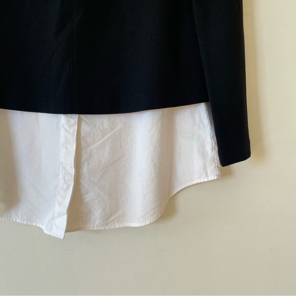 Theory Gracila Black Twill mock neck White Layered Top M - Picture 6 of 9